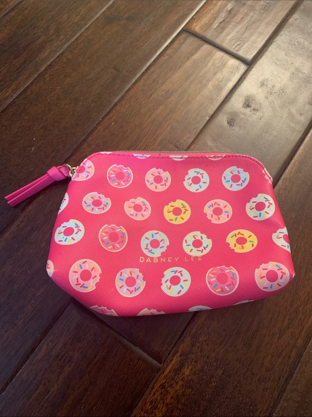 Dabney Lee Hot Pink Donut Print Makeup or Organizer Zip Pouch